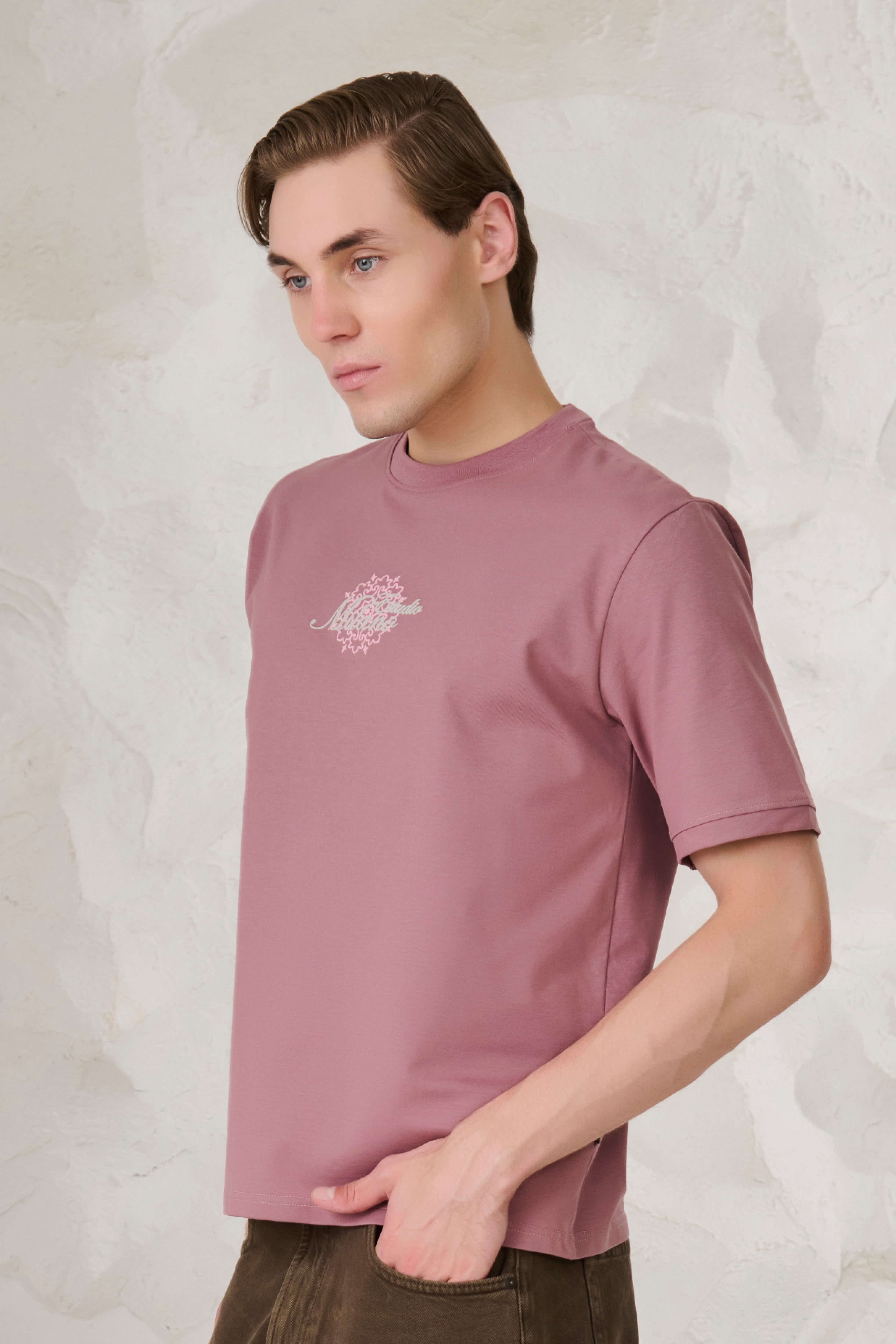 Buy Milano Graphic Oversized Stretch T-Shirt	- Onion Pink Online Shopping view 2