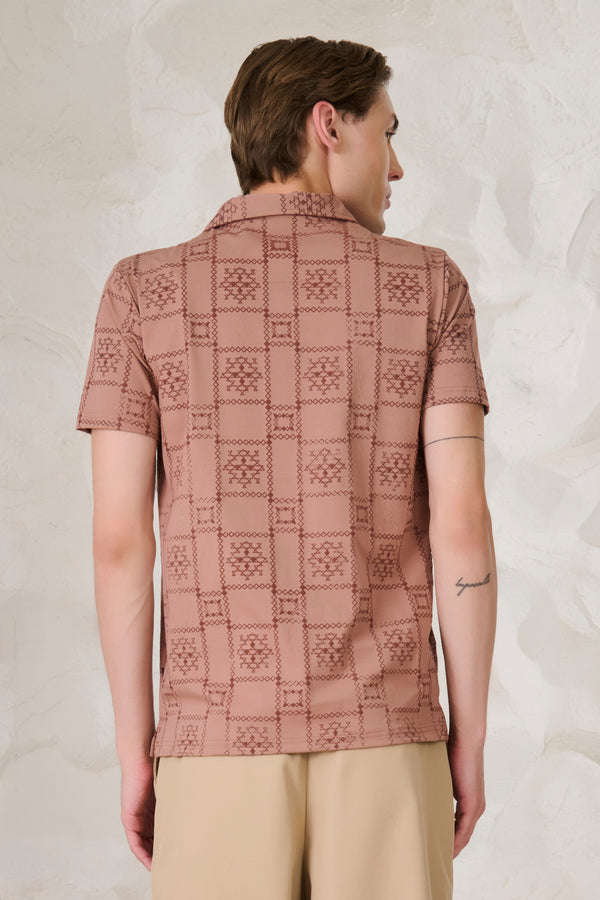 Ornaments Square Cuban Shirt - Brown