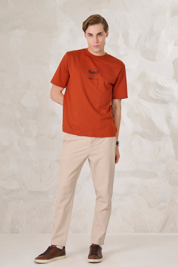 Butterfly Graphic Oversized T-Shirt - Rust
