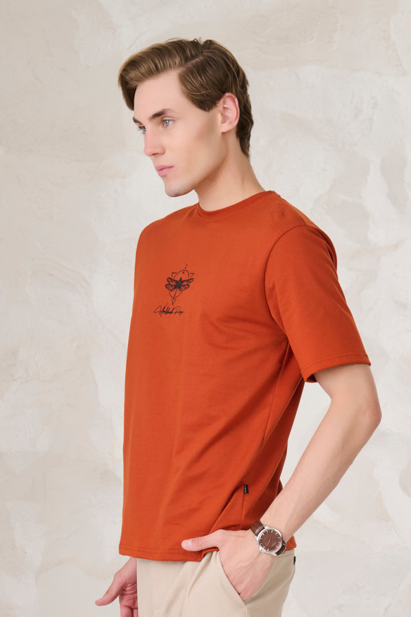Butterfly Graphic Oversized T-Shirt - Rust