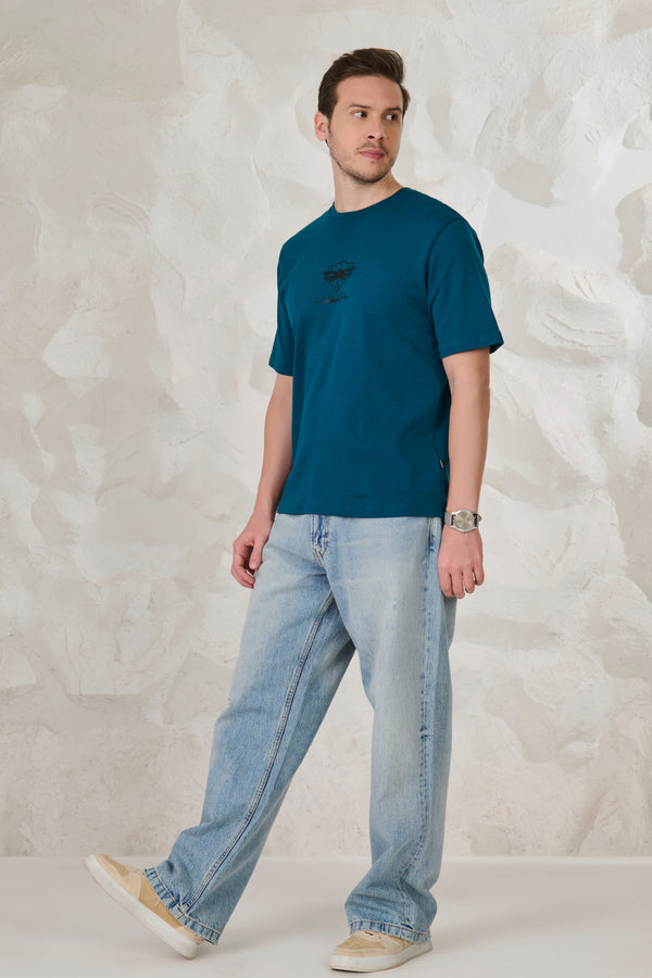 Butterfly Graphic Oversized T-Shirt - Teal