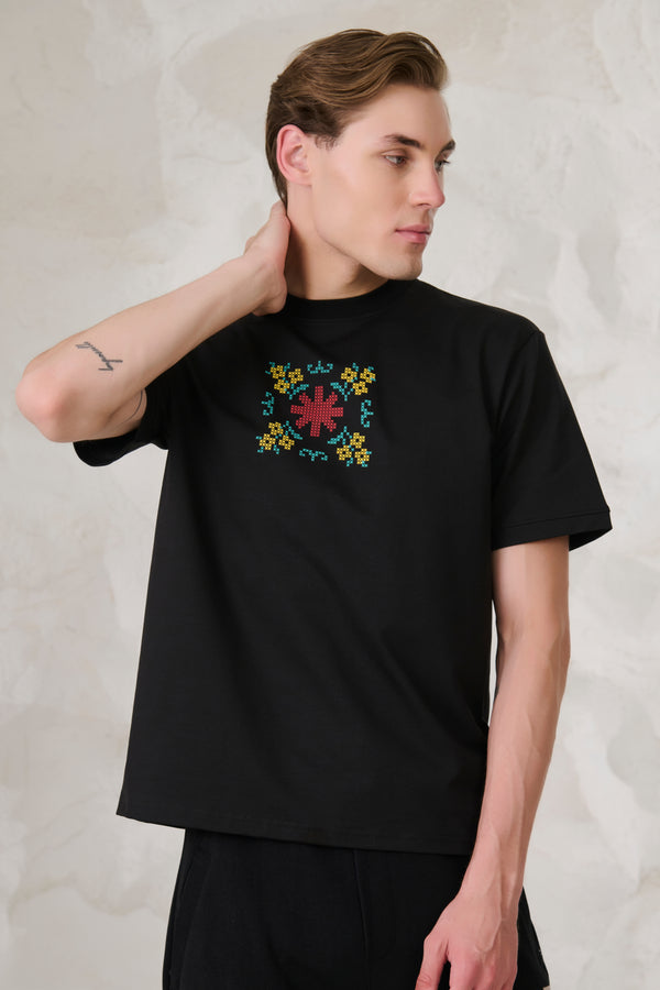 Ethereal Graphic Oversized T-Shirt - Black