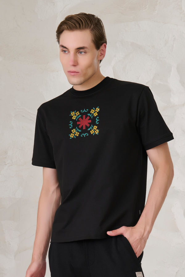 Ethereal Graphic Oversized T-Shirt - Black