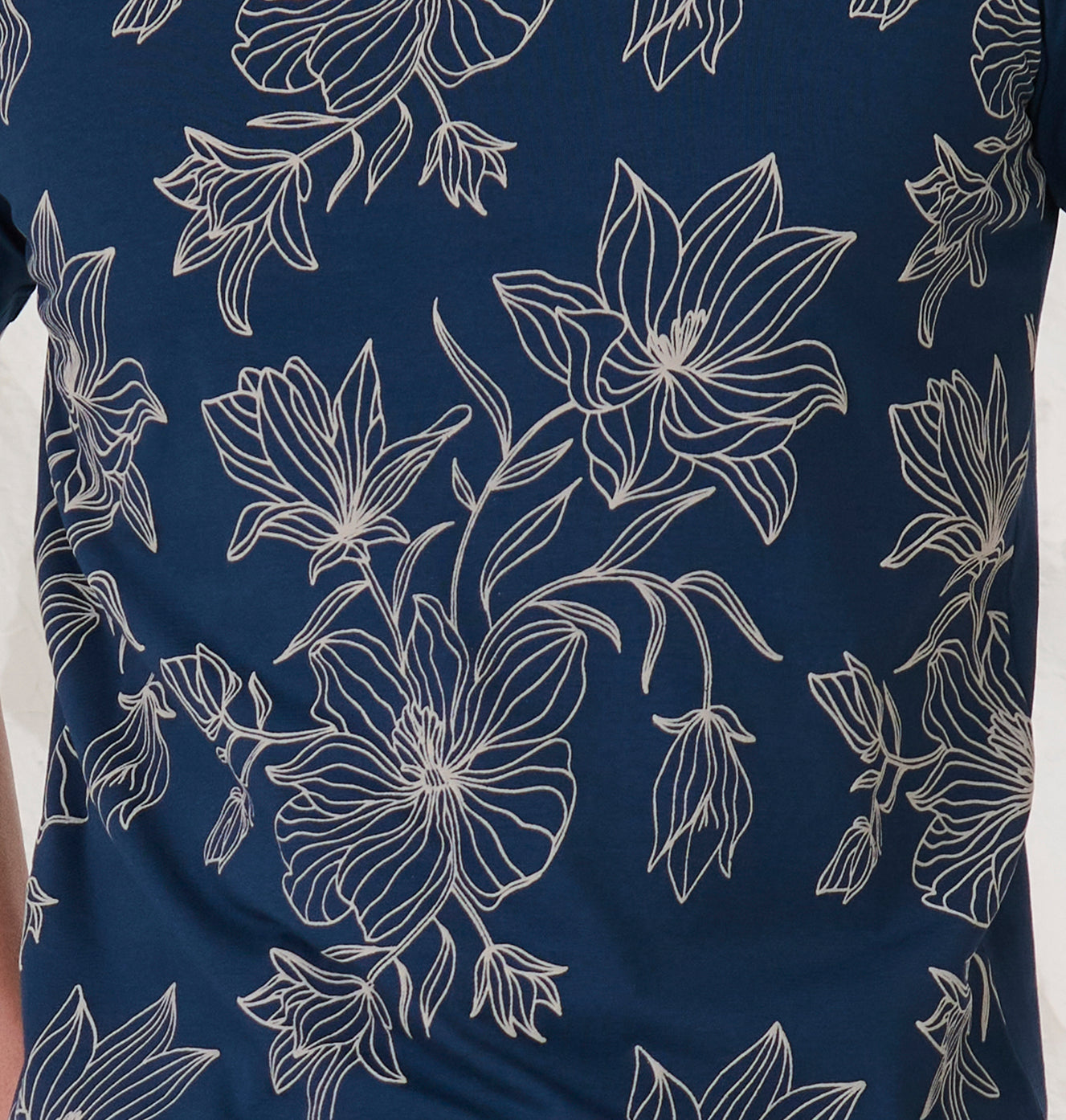 Dahlia Doodle Stretch T-Shirt - Teal