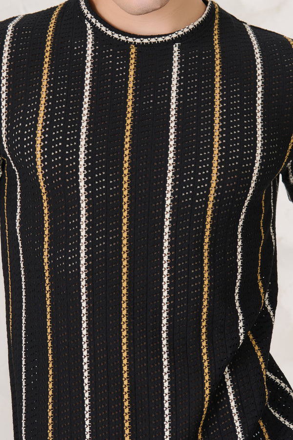 Air Vents Stripes T-Shirt - Black
