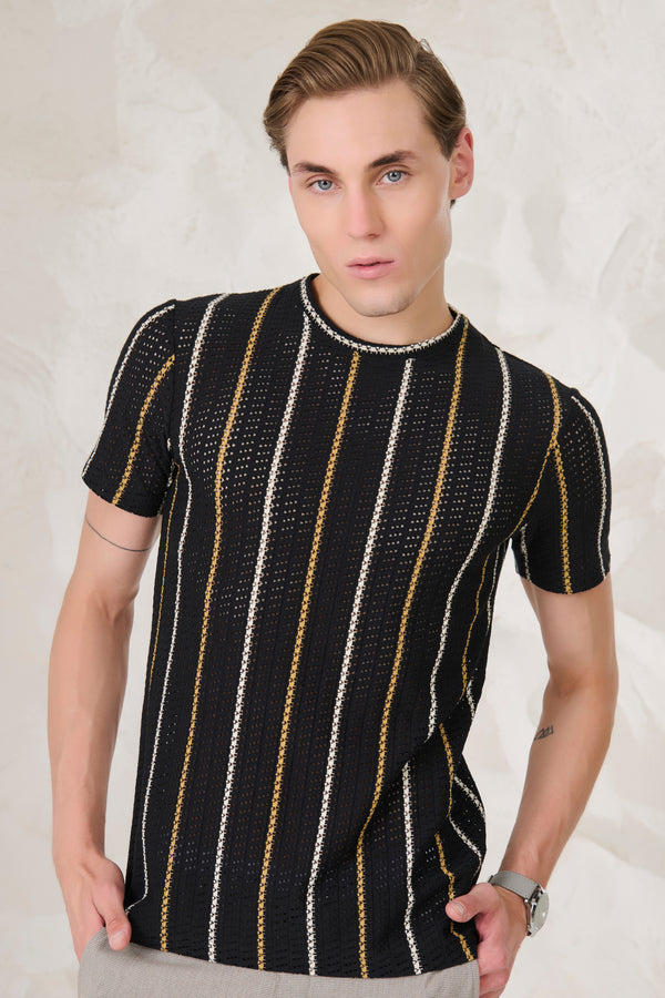Air Vents Stripes T-Shirt - Black