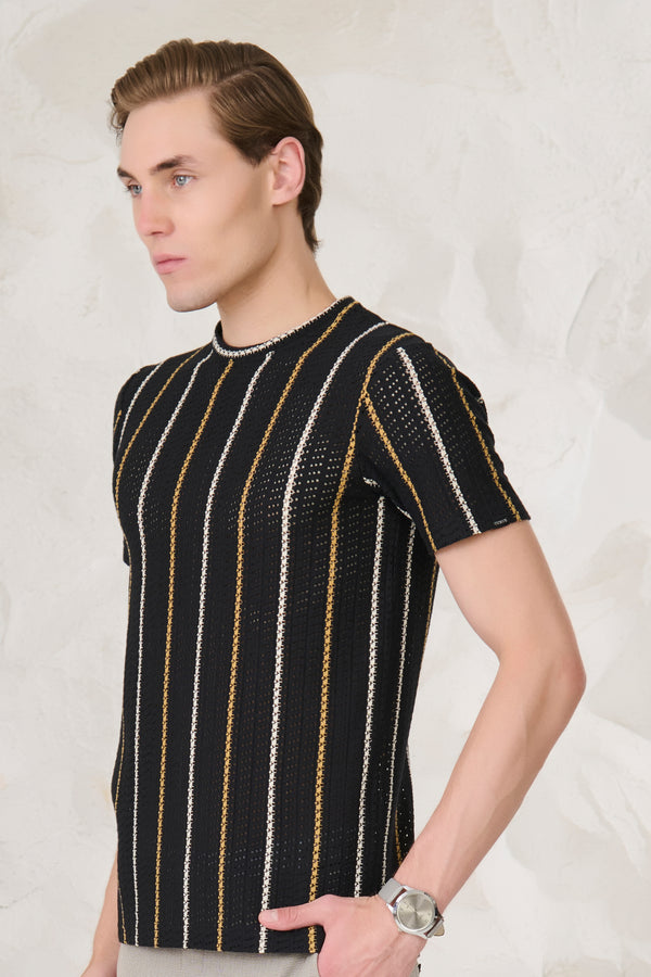 Air Vents Stripes T-Shirt - Black