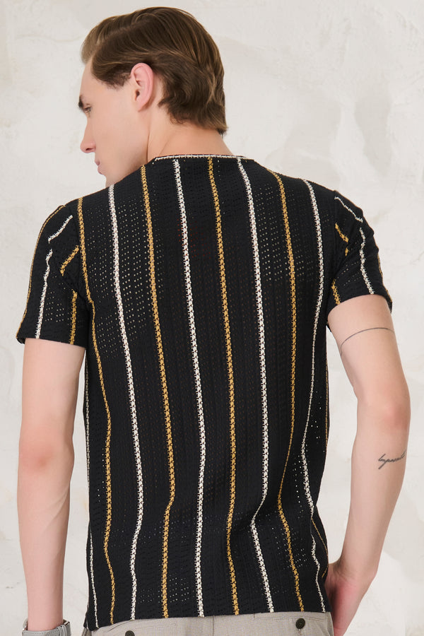 Air Vents Stripes T-Shirt - Black