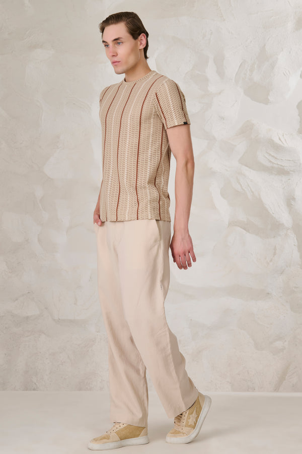 Air Vents Stripes T-Shirt - Beige