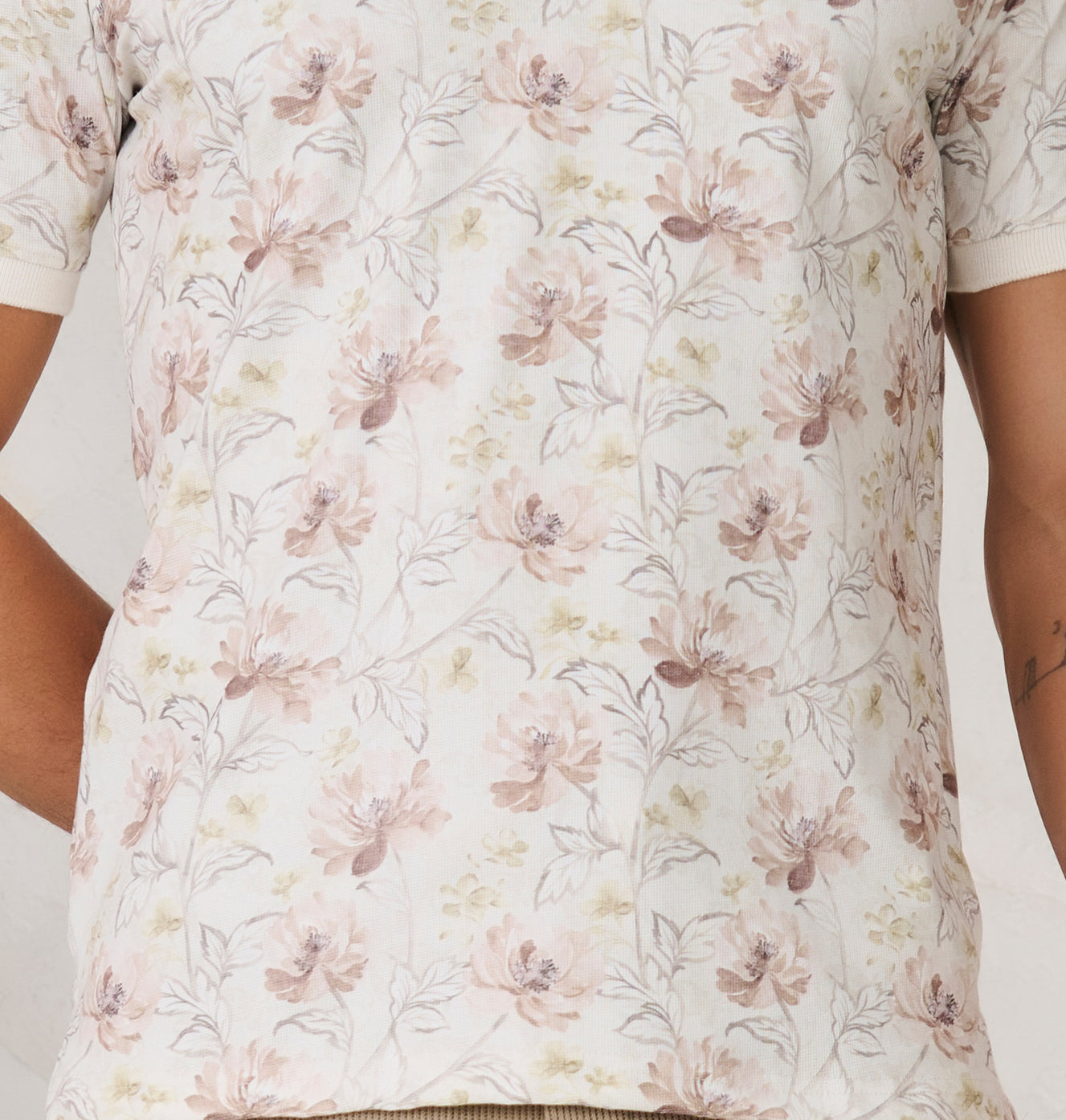Painted Flowers Polo - White