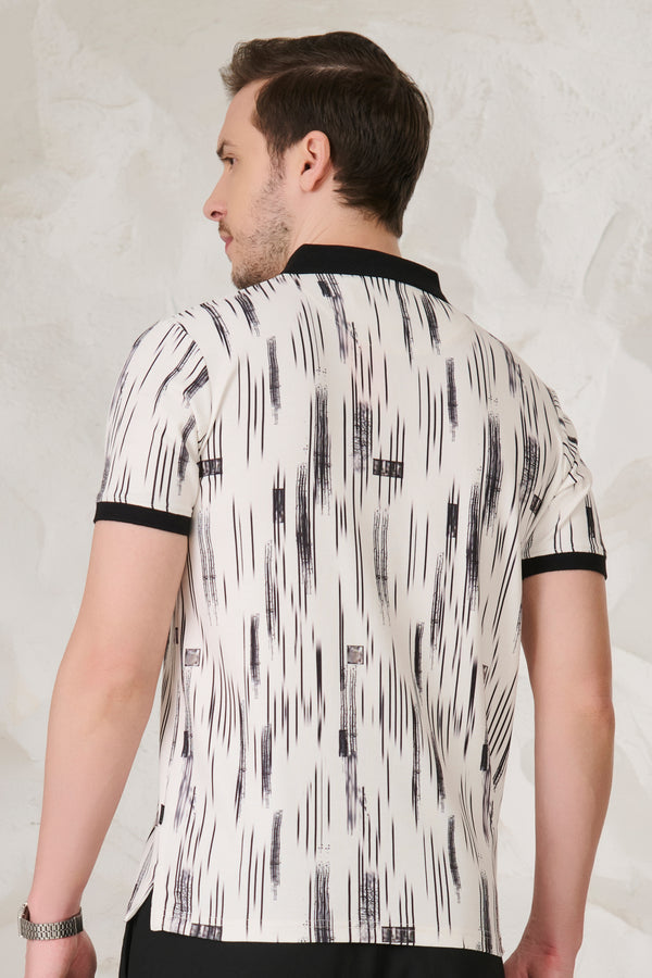 Inky Stripe Polo - Black & White