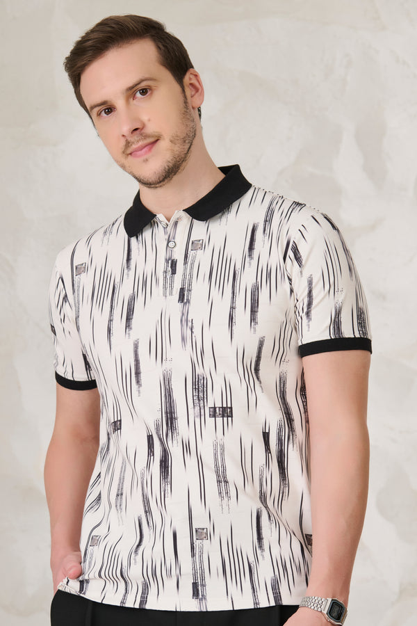 Inky Stripe Polo - Black & White