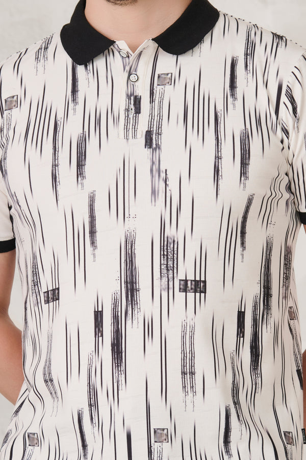 Inky Stripe Polo - Black & White