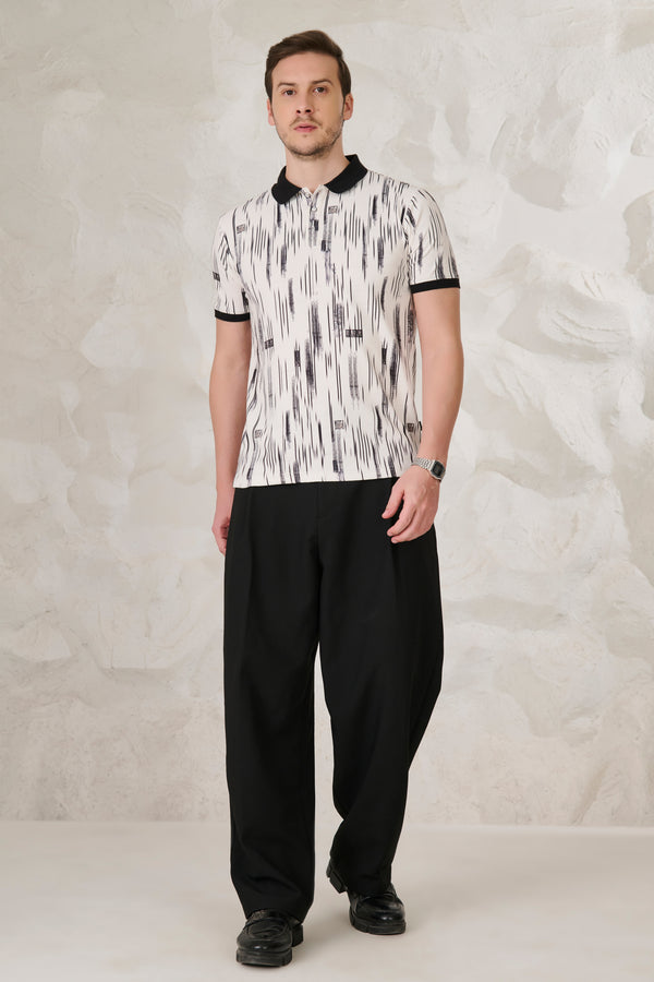 Inky Stripe Polo - Black & White