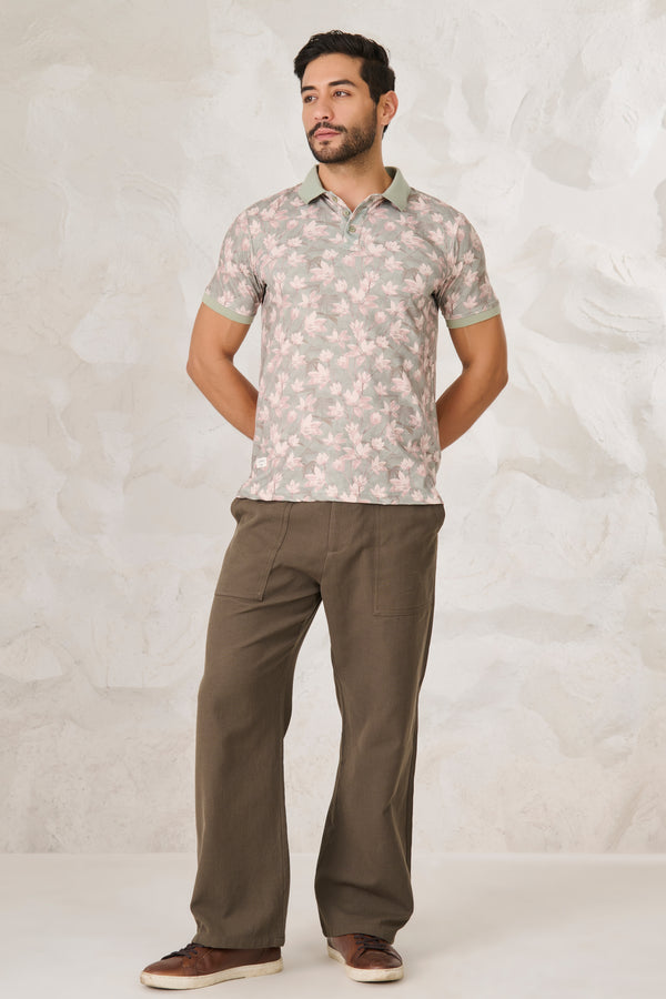 Painted Wildflowers Polo - Green