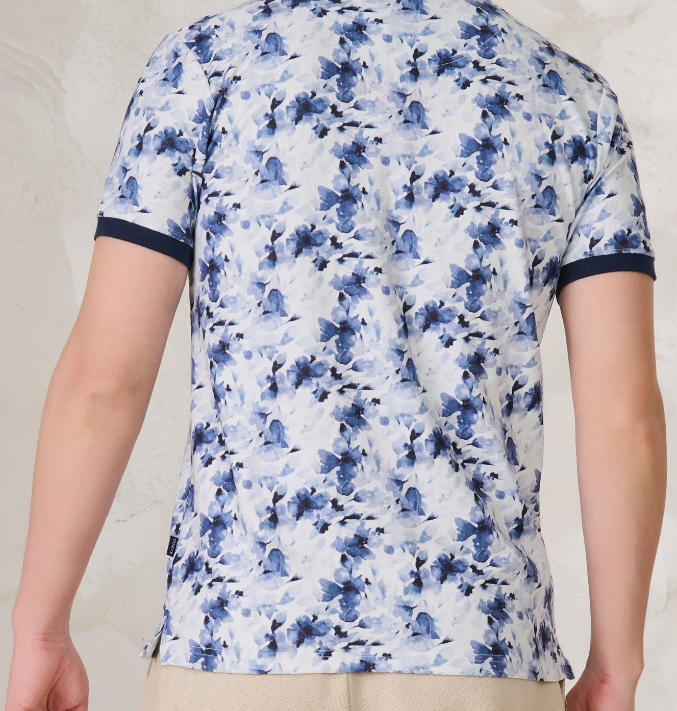 Painted Blueflowers Polo - White