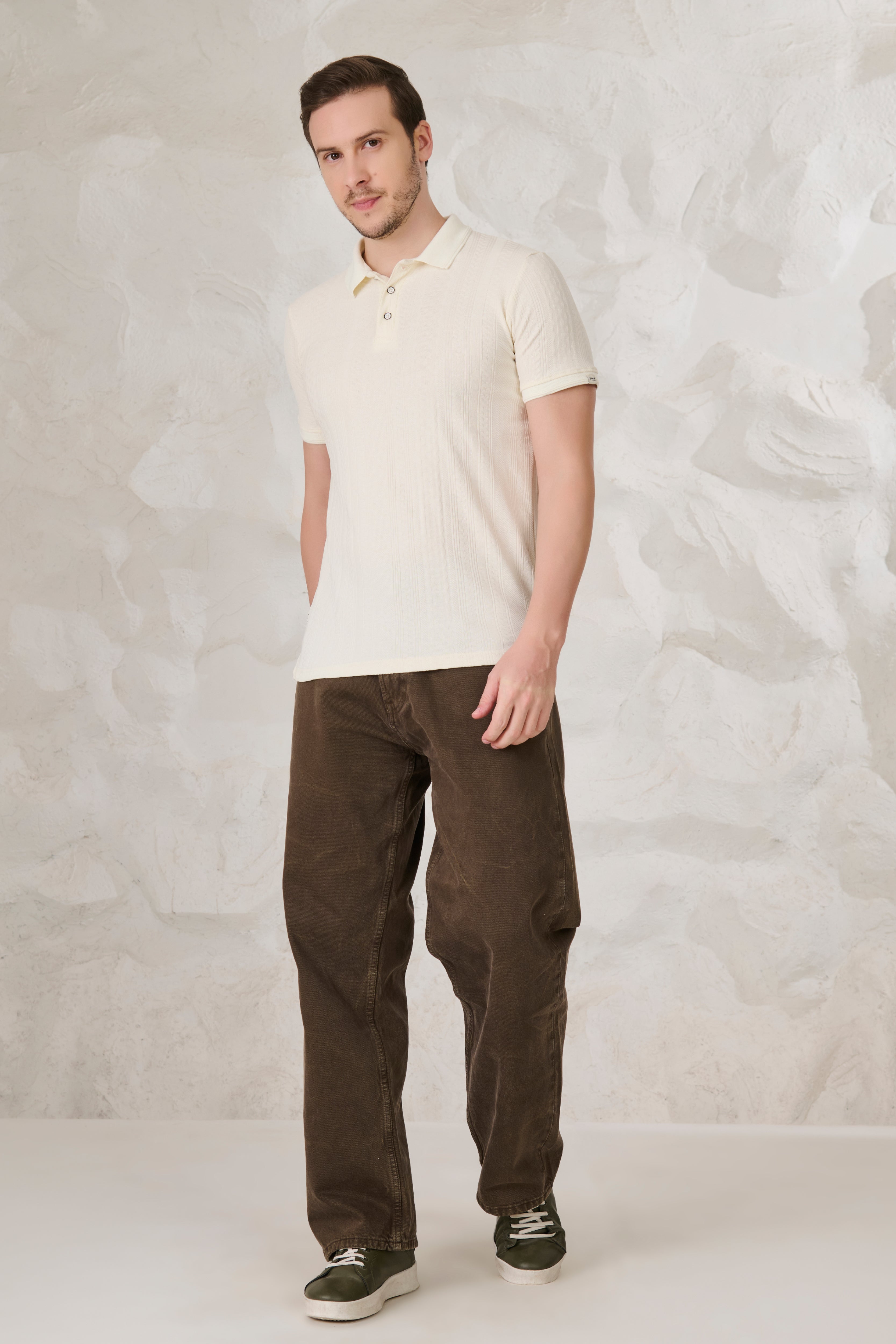 Buy Whirlpool Textured Performance Polo - Off-white Online Shopping view 5