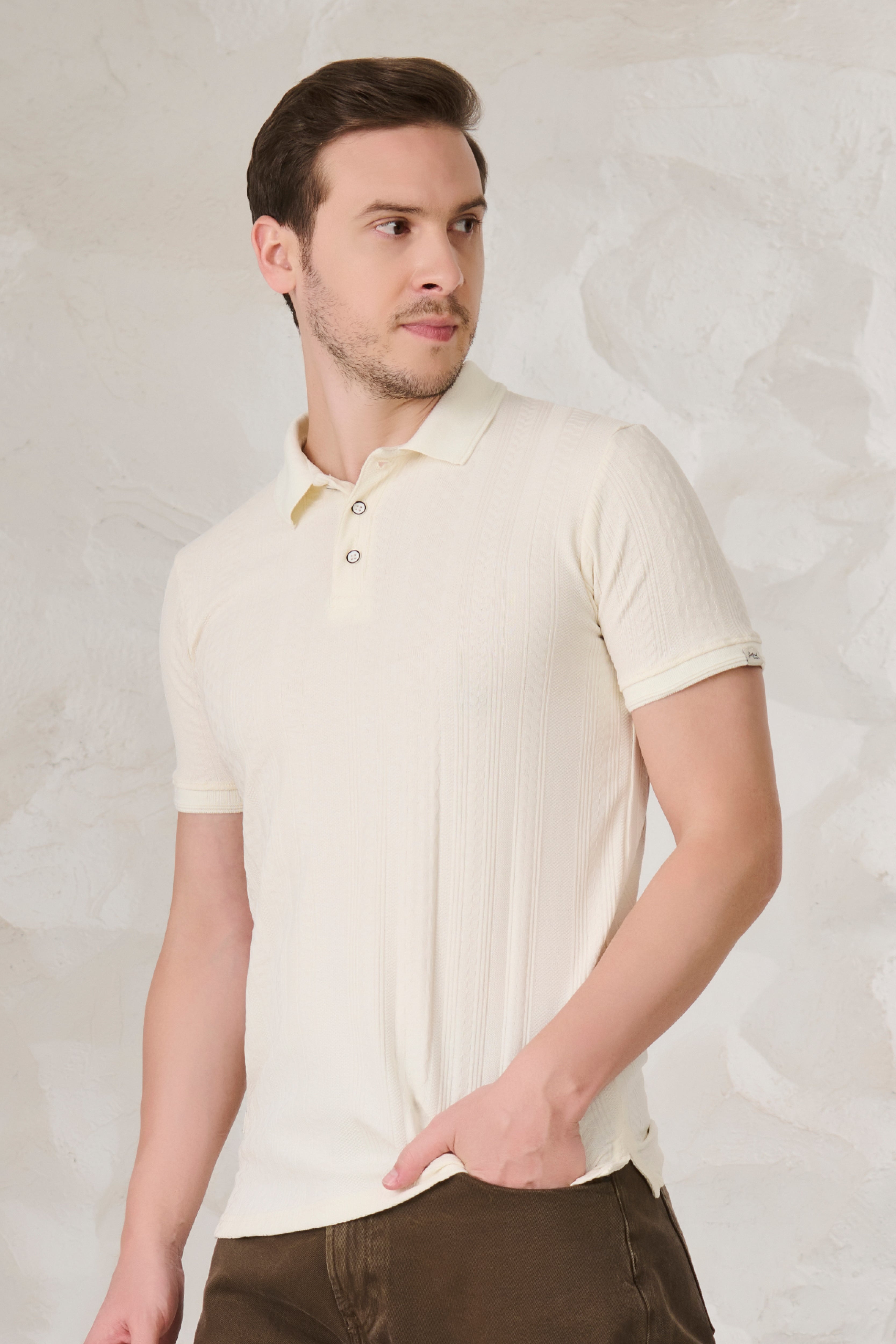 Buy Whirlpool Textured Performance Polo - Off-white Online Shopping view 2