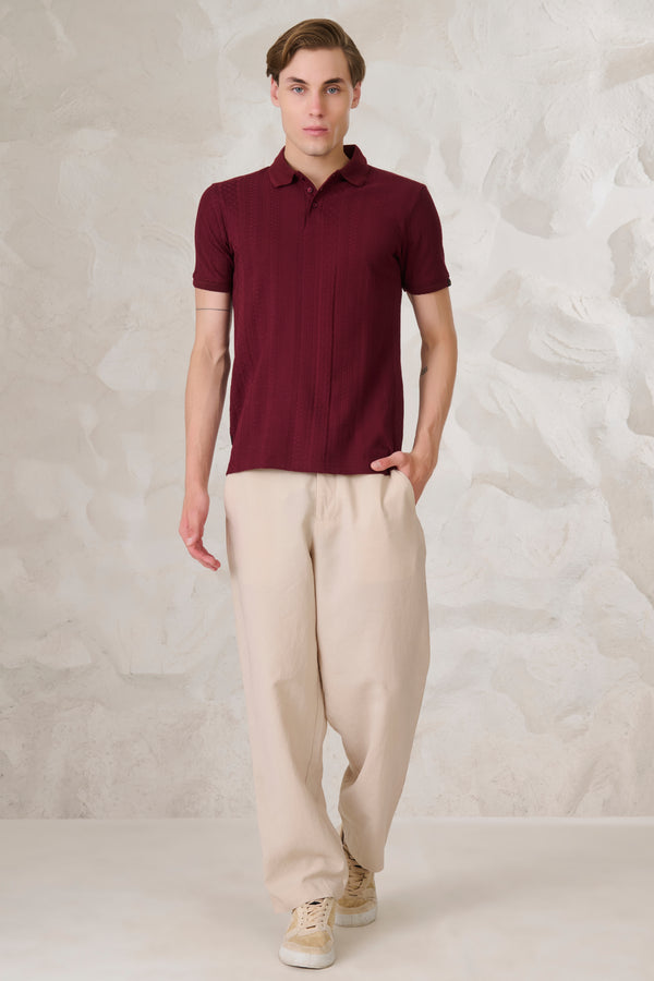 Whirlpool Textured Performance Polo - Wine