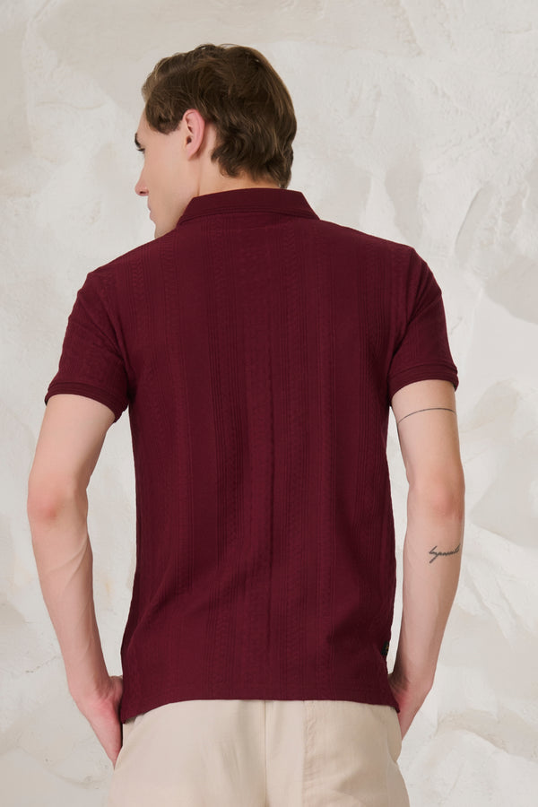 Whirlpool Textured Performance Polo - Wine