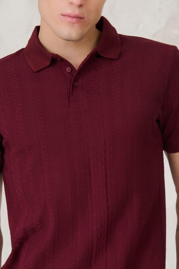 Whirlpool Textured Performance Polo - Wine