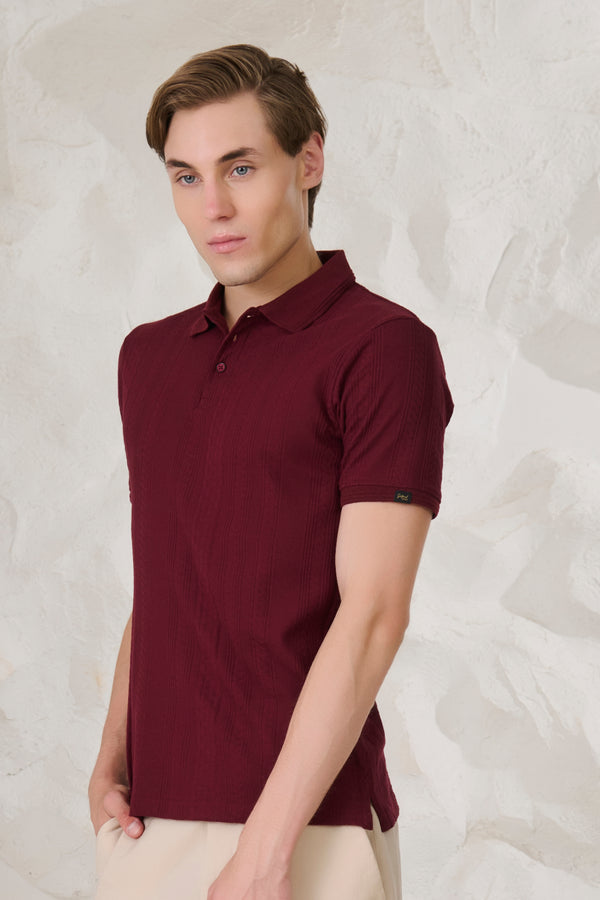 Whirlpool Textured Performance Polo - Wine
