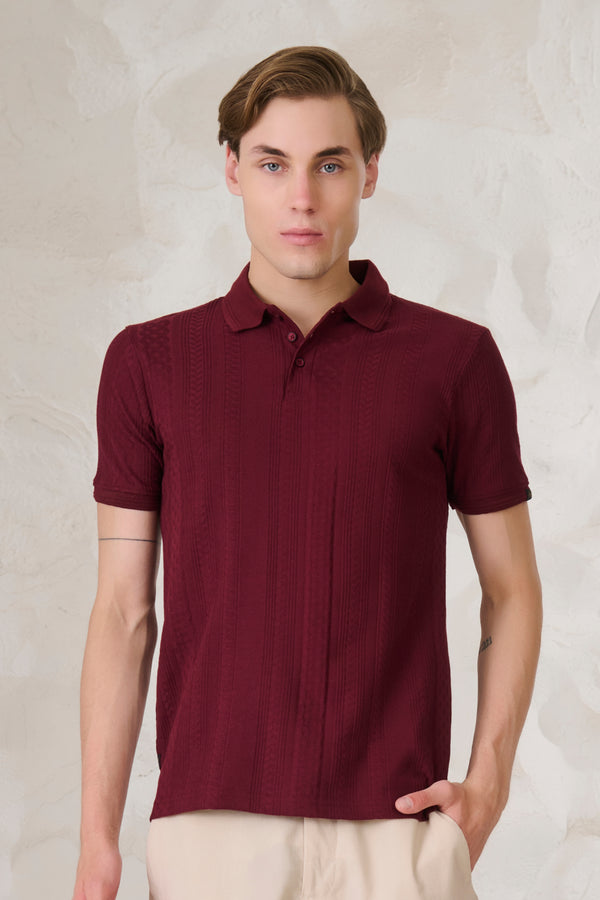 Whirlpool Textured Performance Polo - Wine