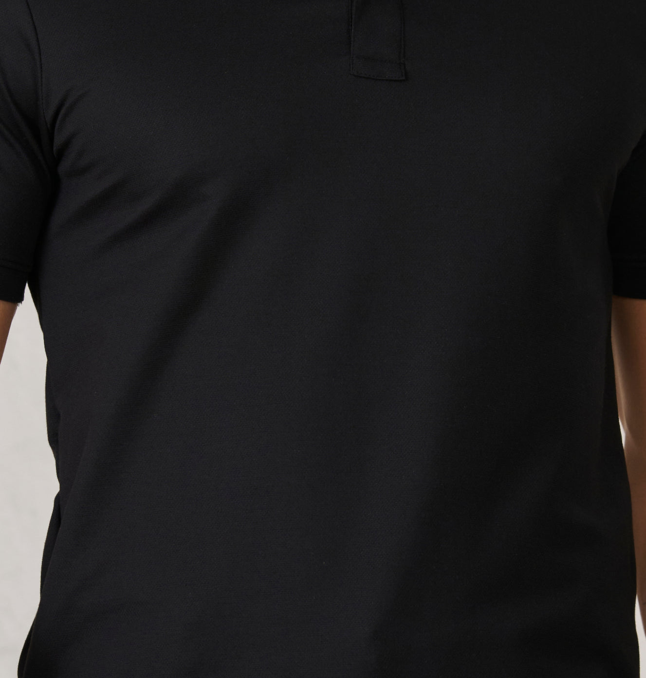 Printed Geometric Collar Performance Polo - Black