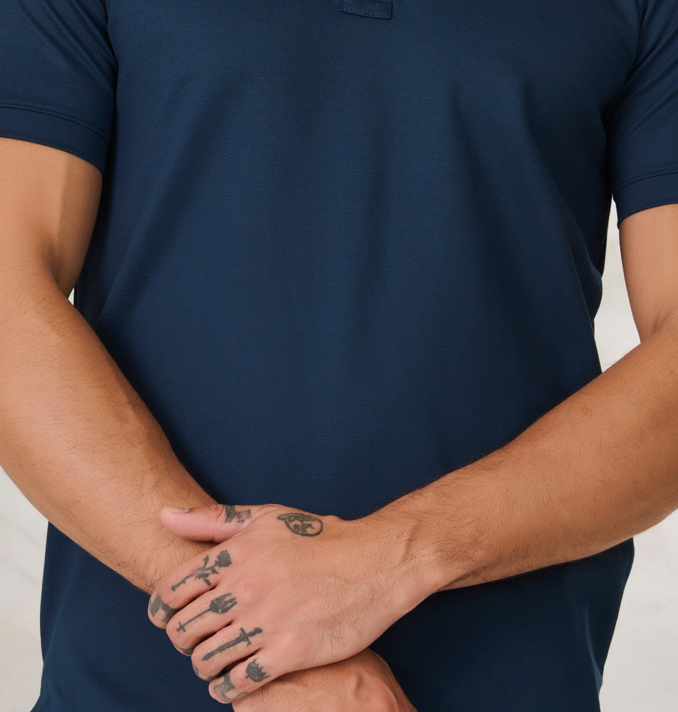 Printed Geometric Collar Performance Polo - Teal