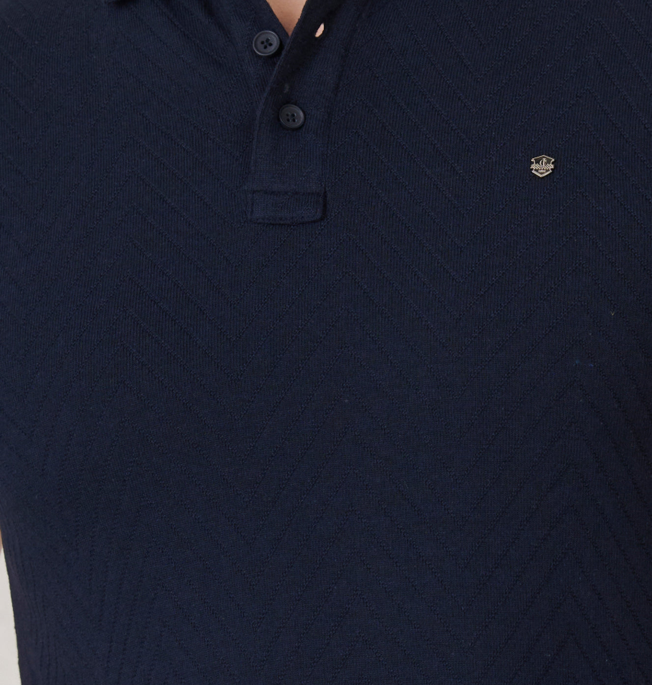 Long Waves Textured Polo - Navy