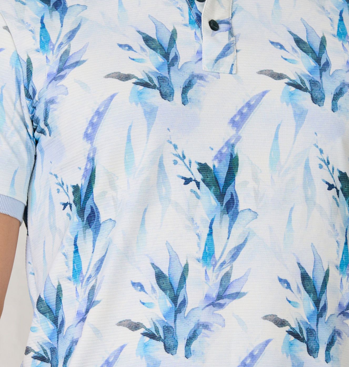 Painted Floral Polo - Blue
