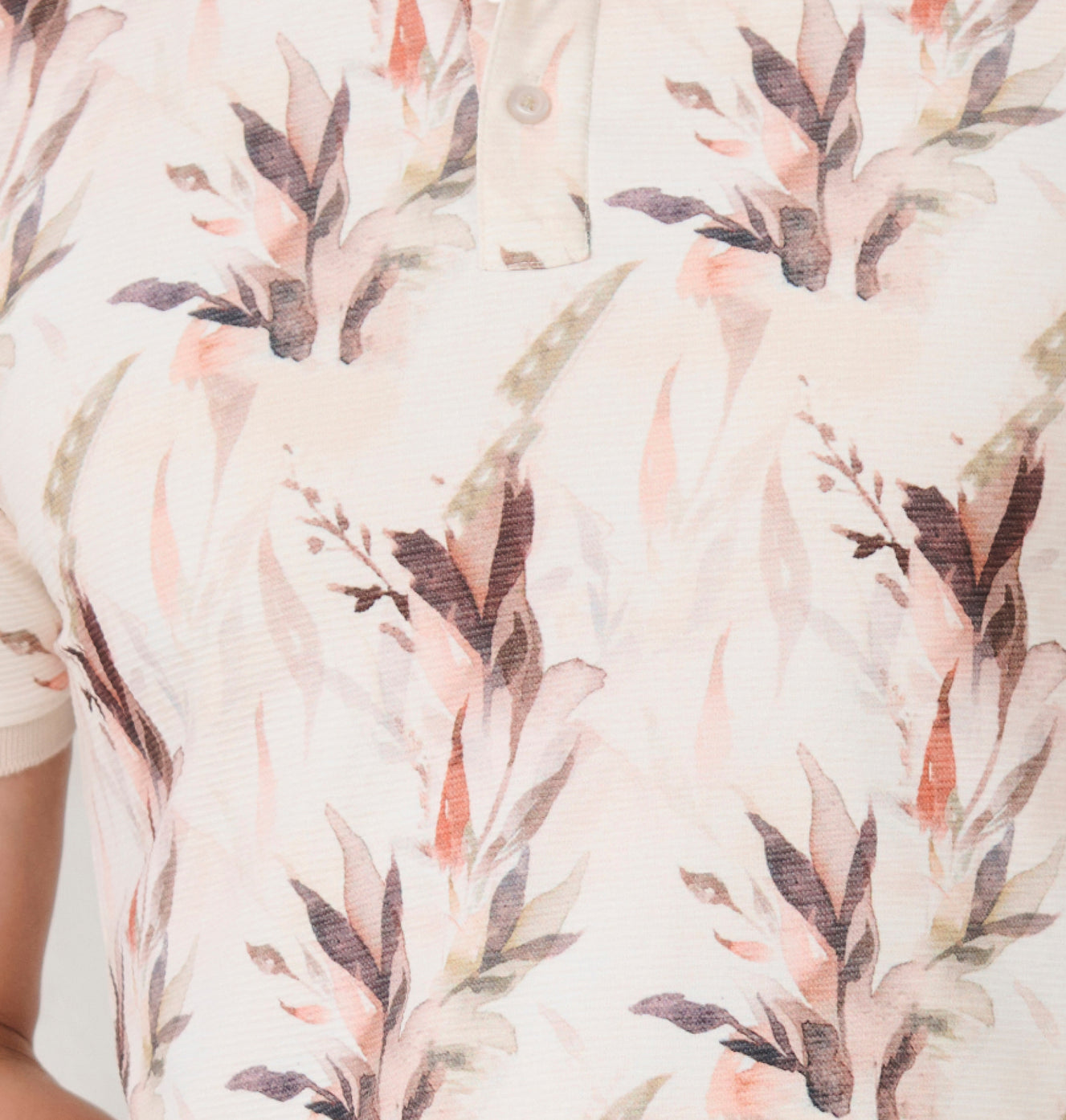 Painted Floral Polo - Peach