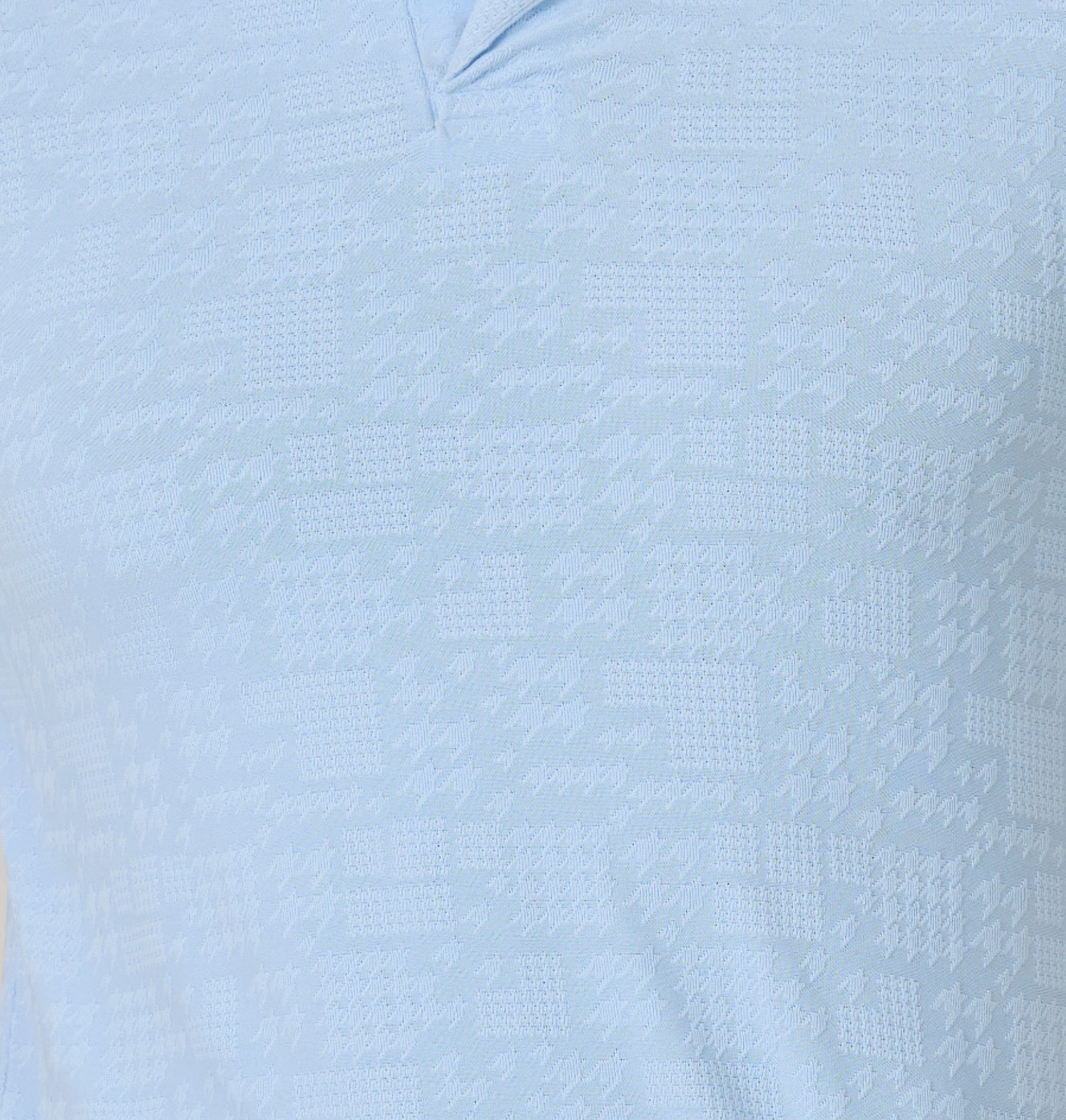 Dogtooth Textured Cuban T-Shirt - Sky