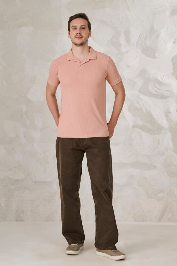 Helical Stripes Textured Cuban T-Shirt