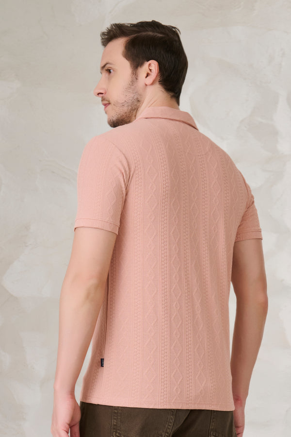 Helical Stripes Textured Cuban T-Shirt